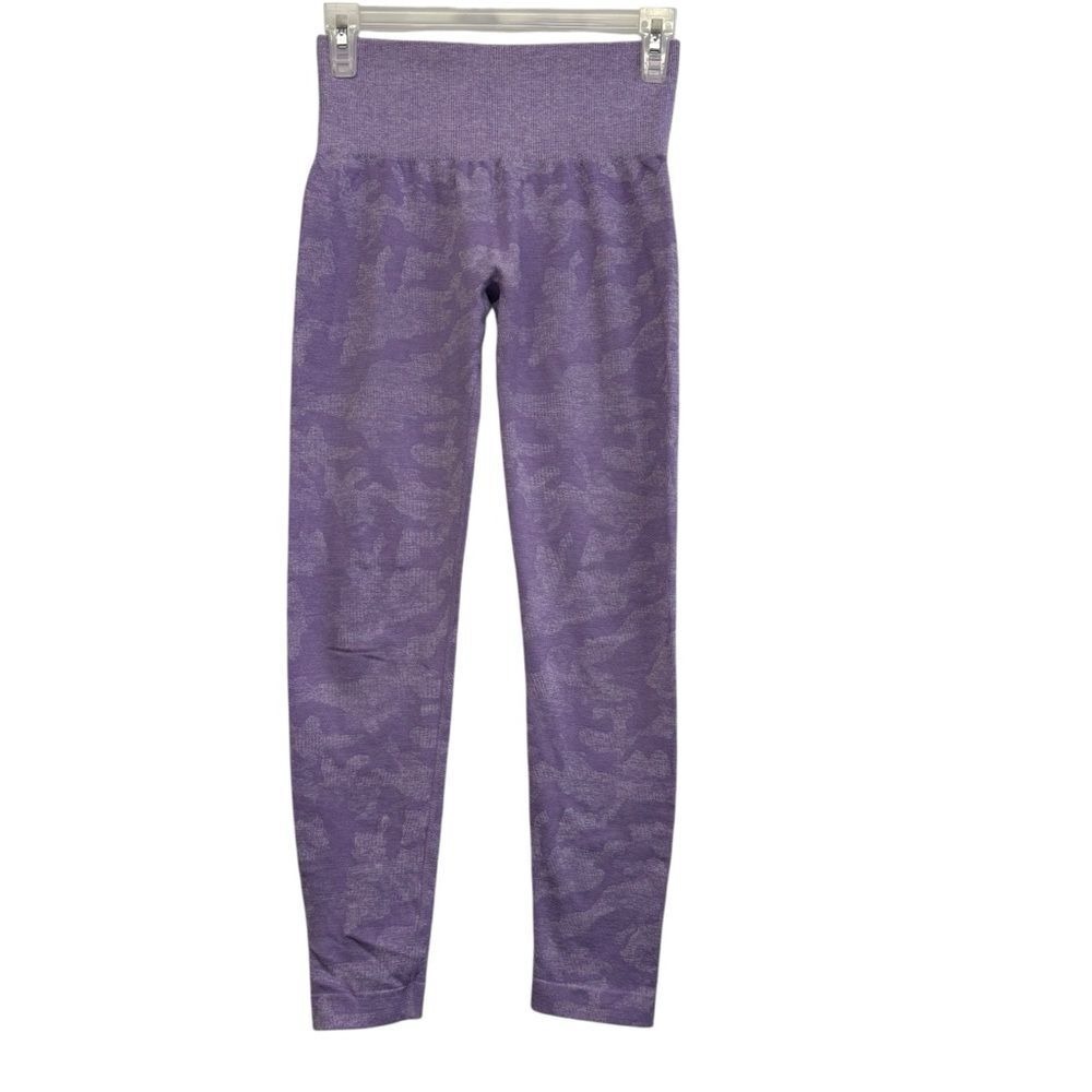 NVGTN Women's Athletic Seamless Leggings Purple‎ Camo Yoga High Waisted Size SM